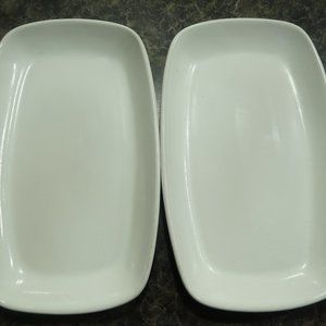 2 Frankoma Art Pottery 5PS Rectangle Tray White